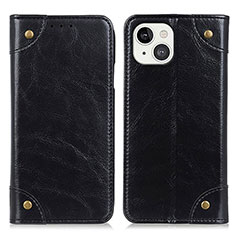 Funda de Cuero Cartera con Soporte Carcasa T08 para Apple iPhone 13 Mini Negro