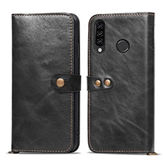 Funda de Cuero Cartera con Soporte Carcasa T08 para Huawei P30 Lite New Edition Negro