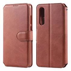 Funda de Cuero Cartera con Soporte Carcasa T08 para Huawei P30 Marron