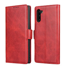 Funda de Cuero Cartera con Soporte Carcasa T08 para Samsung Galaxy Note 10 5G Rojo