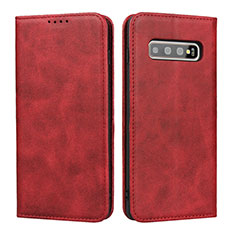 Funda de Cuero Cartera con Soporte Carcasa T08 para Samsung Galaxy S10 Plus Rojo