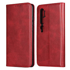 Funda de Cuero Cartera con Soporte Carcasa T08 para Xiaomi Mi Note 10 Rojo