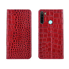 Funda de Cuero Cartera con Soporte Carcasa T08 para Xiaomi Redmi Note 8 Rojo