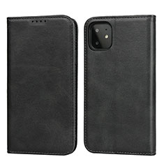 Funda de Cuero Cartera con Soporte Carcasa T09 para Apple iPhone 11 Negro