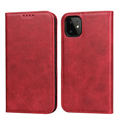 Funda de Cuero Cartera con Soporte Carcasa T09 para Apple iPhone 11 Rojo