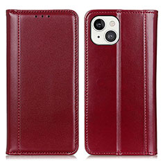 Funda de Cuero Cartera con Soporte Carcasa T09 para Apple iPhone 13 Mini Rojo