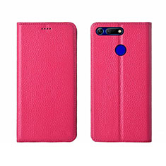 Funda de Cuero Cartera con Soporte Carcasa T09 para Huawei Honor View 20 Rosa Roja