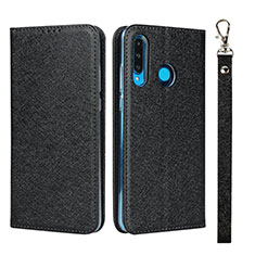 Funda de Cuero Cartera con Soporte Carcasa T09 para Huawei Nova 4e Negro