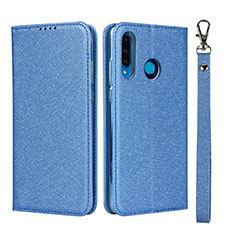 Funda de Cuero Cartera con Soporte Carcasa T09 para Huawei P30 Lite Azul