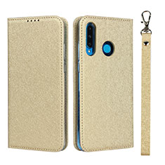 Funda de Cuero Cartera con Soporte Carcasa T09 para Huawei P30 Lite New Edition Oro