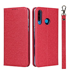 Funda de Cuero Cartera con Soporte Carcasa T09 para Huawei P30 Lite Rojo