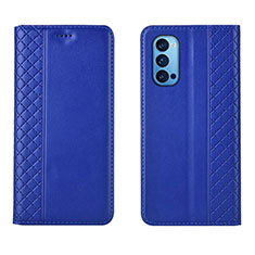 Funda de Cuero Cartera con Soporte Carcasa T09 para Oppo Reno4 Pro 5G Azul