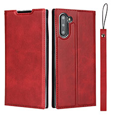 Funda de Cuero Cartera con Soporte Carcasa T09 para Samsung Galaxy Note 10 5G Rojo