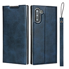 Funda de Cuero Cartera con Soporte Carcasa T09 para Samsung Galaxy Note 10 Azul