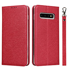Funda de Cuero Cartera con Soporte Carcasa T09 para Samsung Galaxy S10 Plus Rojo