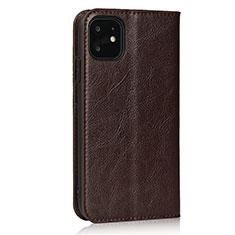 Funda de Cuero Cartera con Soporte Carcasa T10 para Apple iPhone 11 Marron