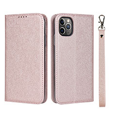 Funda de Cuero Cartera con Soporte Carcasa T10 para Apple iPhone 11 Pro Max Oro Rosa