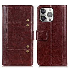 Funda de Cuero Cartera con Soporte Carcasa T10 para Apple iPhone 13 Pro Marron