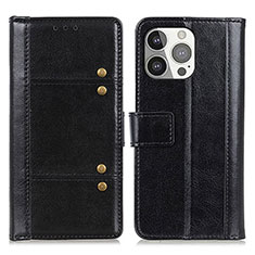 Funda de Cuero Cartera con Soporte Carcasa T10 para Apple iPhone 13 Pro Negro