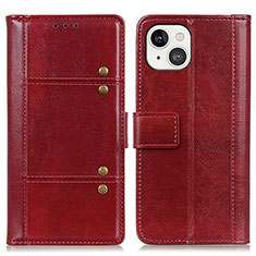 Funda de Cuero Cartera con Soporte Carcasa T10 para Apple iPhone 14 Plus Rojo