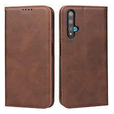 Funda de Cuero Cartera con Soporte Carcasa T10 para Huawei Nova 5T Marron