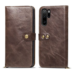 Funda de Cuero Cartera con Soporte Carcasa T10 para Huawei P30 Pro Marron