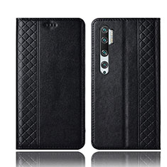 Funda de Cuero Cartera con Soporte Carcasa T10 para Xiaomi Mi Note 10 Negro