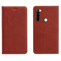 Funda de Cuero Cartera con Soporte Carcasa T10 para Xiaomi Redmi Note 8 (2021) Rojo Rosa