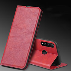 Funda de Cuero Cartera con Soporte Carcasa T11 para Huawei Honor 20E Rojo