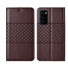 Funda de Cuero Cartera con Soporte Carcasa T11 para Huawei Honor View 30 5G Marron