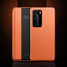 Funda de Cuero Cartera con Soporte Carcasa T11 para Huawei P40 Pro Naranja