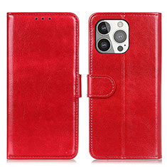 Funda de Cuero Cartera con Soporte Carcasa T12 para Apple iPhone 14 Pro Max Rojo