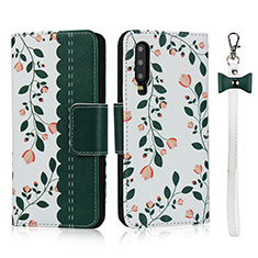 Funda de Cuero Cartera con Soporte Carcasa T12 para Huawei P30 Verde