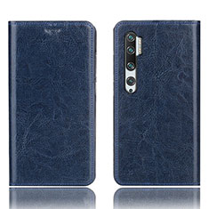 Funda de Cuero Cartera con Soporte Carcasa T12 para Xiaomi Mi Note 10 Azul