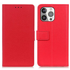 Funda de Cuero Cartera con Soporte Carcasa T14 para Apple iPhone 14 Pro Rojo