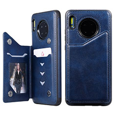 Funda de Cuero Cartera con Soporte Carcasa T14 para Huawei Mate 30 5G Azul