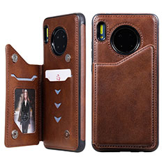 Funda de Cuero Cartera con Soporte Carcasa T14 para Huawei Mate 30 Marron