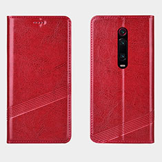 Funda de Cuero Cartera con Soporte Carcasa T14 para Xiaomi Mi 9T Rojo