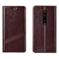 Funda de Cuero Cartera con Soporte Carcasa T14 para Xiaomi Redmi K20 Pro Marron