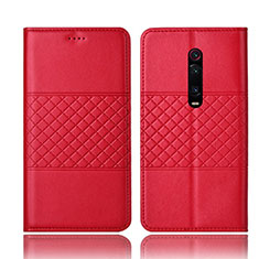 Funda de Cuero Cartera con Soporte Carcasa T15 para Xiaomi Mi 9T Rojo