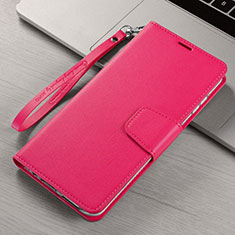 Funda de Cuero Cartera con Soporte Carcasa T15 para Xiaomi Mi Note 10 Pro Rosa Roja