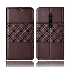 Funda de Cuero Cartera con Soporte Carcasa T15 para Xiaomi Redmi K20 Marron