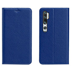 Funda de Cuero Cartera con Soporte Carcasa T16 para Xiaomi Mi Note 10 Azul