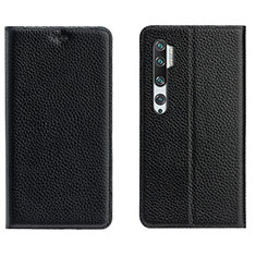 Funda de Cuero Cartera con Soporte Carcasa T16 para Xiaomi Mi Note 10 Negro