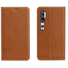 Funda de Cuero Cartera con Soporte Carcasa T16 para Xiaomi Mi Note 10 Pro Naranja