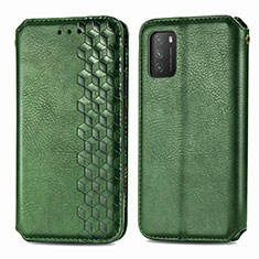 Funda de Cuero Cartera con Soporte Carcasa T16 para Xiaomi Poco M3 Verde