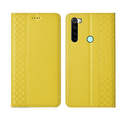 Funda de Cuero Cartera con Soporte Carcasa T16 para Xiaomi Redmi Note 8 Amarillo