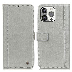 Funda de Cuero Cartera con Soporte Carcasa T18 para Apple iPhone 13 Pro Gris