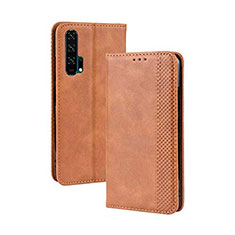 Funda de Cuero Cartera con Soporte Carcasa T18 para Huawei Honor 20 Pro Naranja