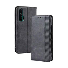 Funda de Cuero Cartera con Soporte Carcasa T18 para Huawei Honor 20 Pro Negro